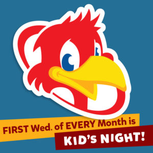 First Wednesday of Every Month is Kid's Night Shout Out from Red Mascot