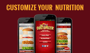 Three phones with Nutrition Customizer application onscreen, captioned 'Customize Your Nutrition'
