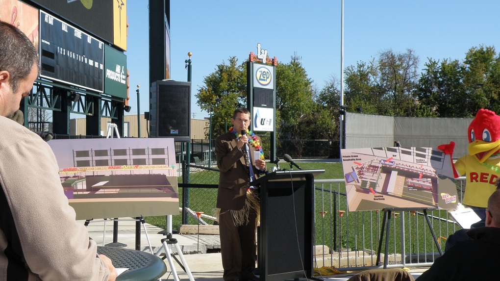 Iron Pigs GM Kurt Landes, Introducing Construction Plans forRed Robin Tiki Terrace and Red Robin Oasis