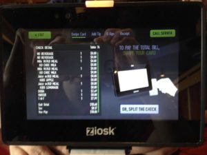 Ziosk Tablet Bill Screen