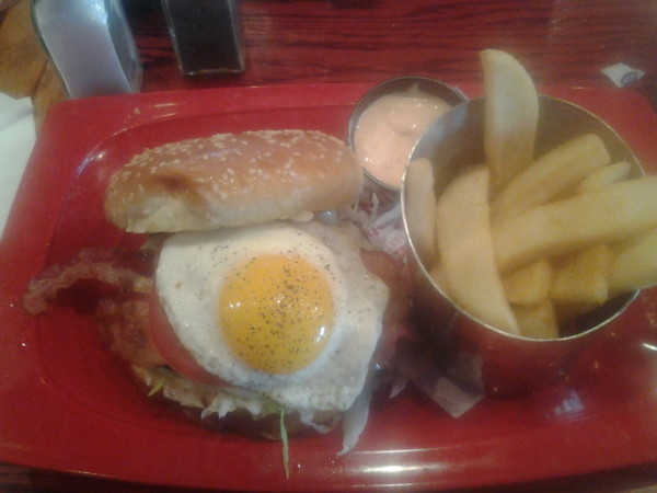 Royal Red Robin Burger and Fries on Tray