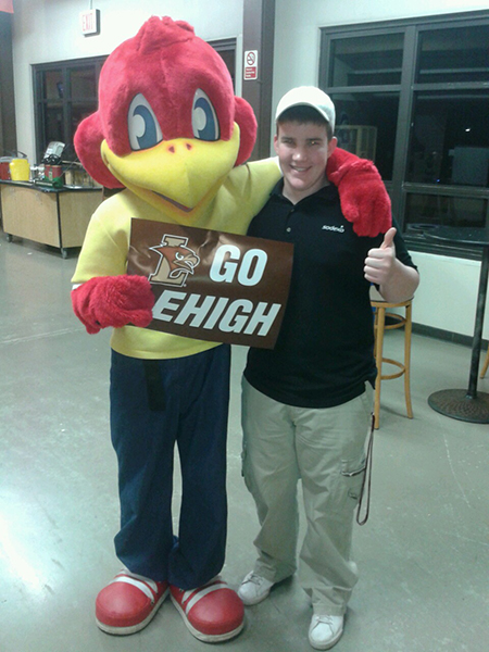 Red Robin Mascot Red with Lehigh University Student